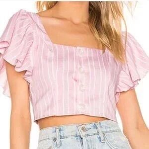 Superdown EUC Pink and White Striped Crop Top 💕